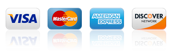 we accept Visa, Mastercard, American Express, Discover Cards